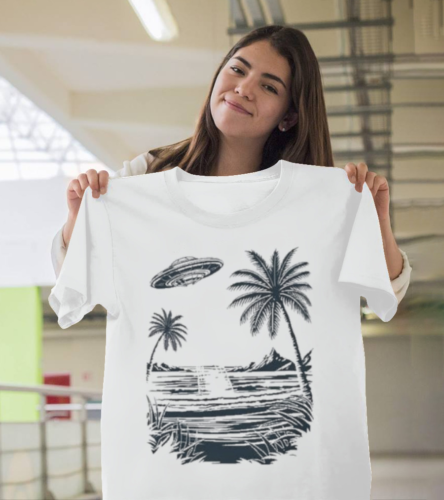 Into The AM Tropical Encounter Vintage UFO Palm Landscape T-Shirt