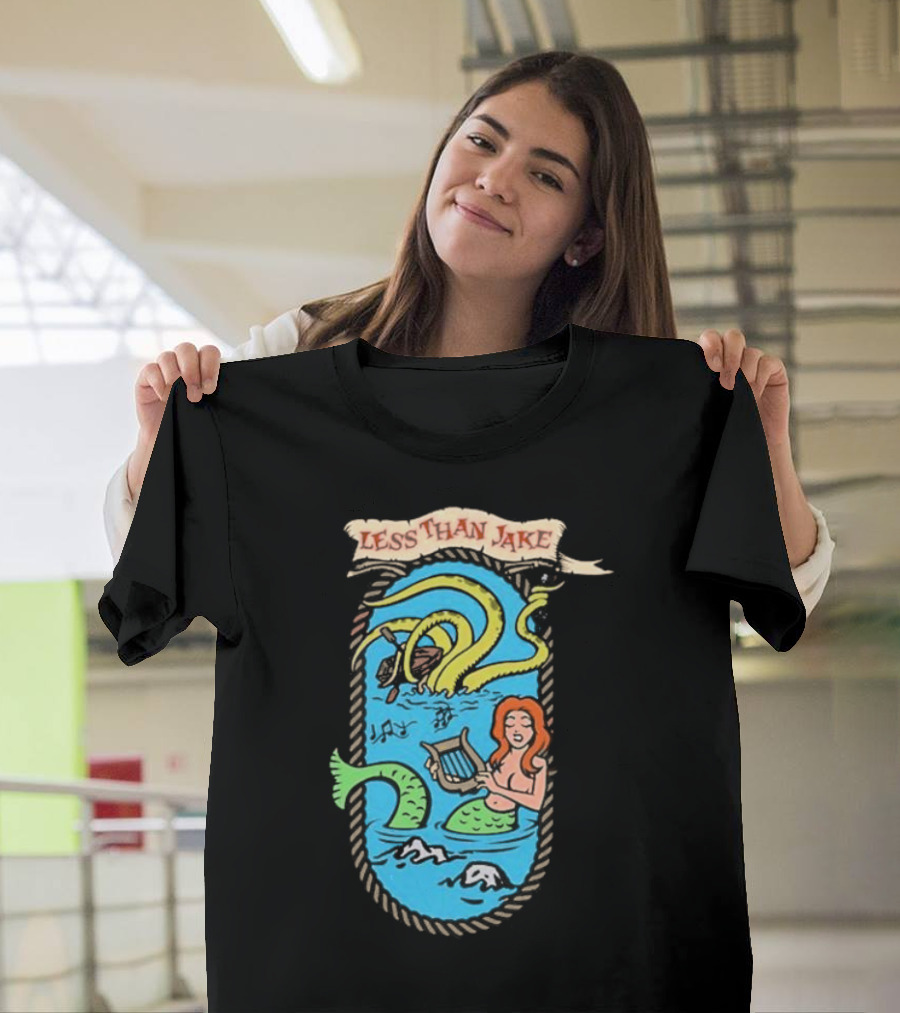 Less Than Jake Mermaid And Sea Monster Playing Music T-Shirt