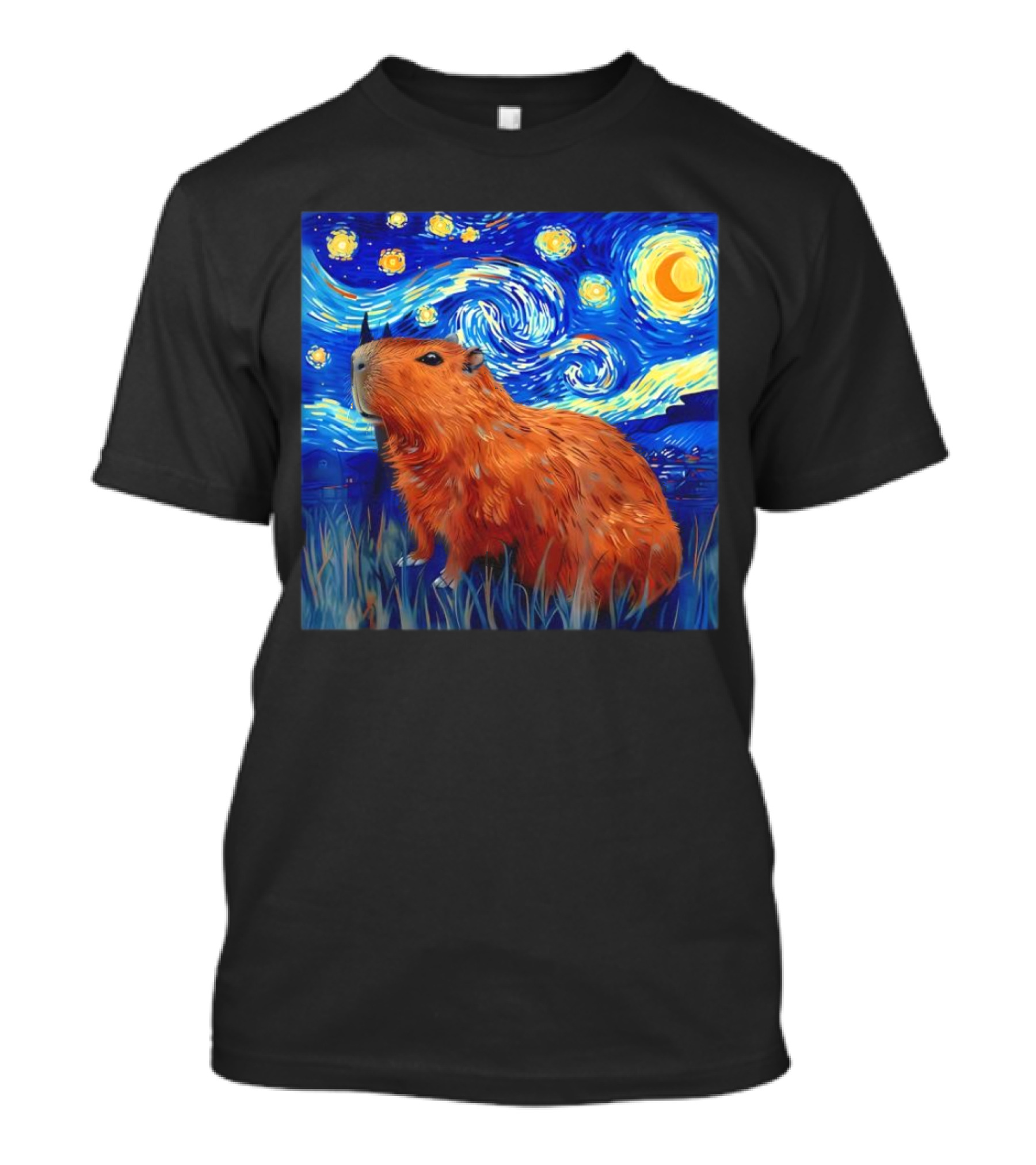Capybara Starry Night Van Gogh Fusion T-Shirt
