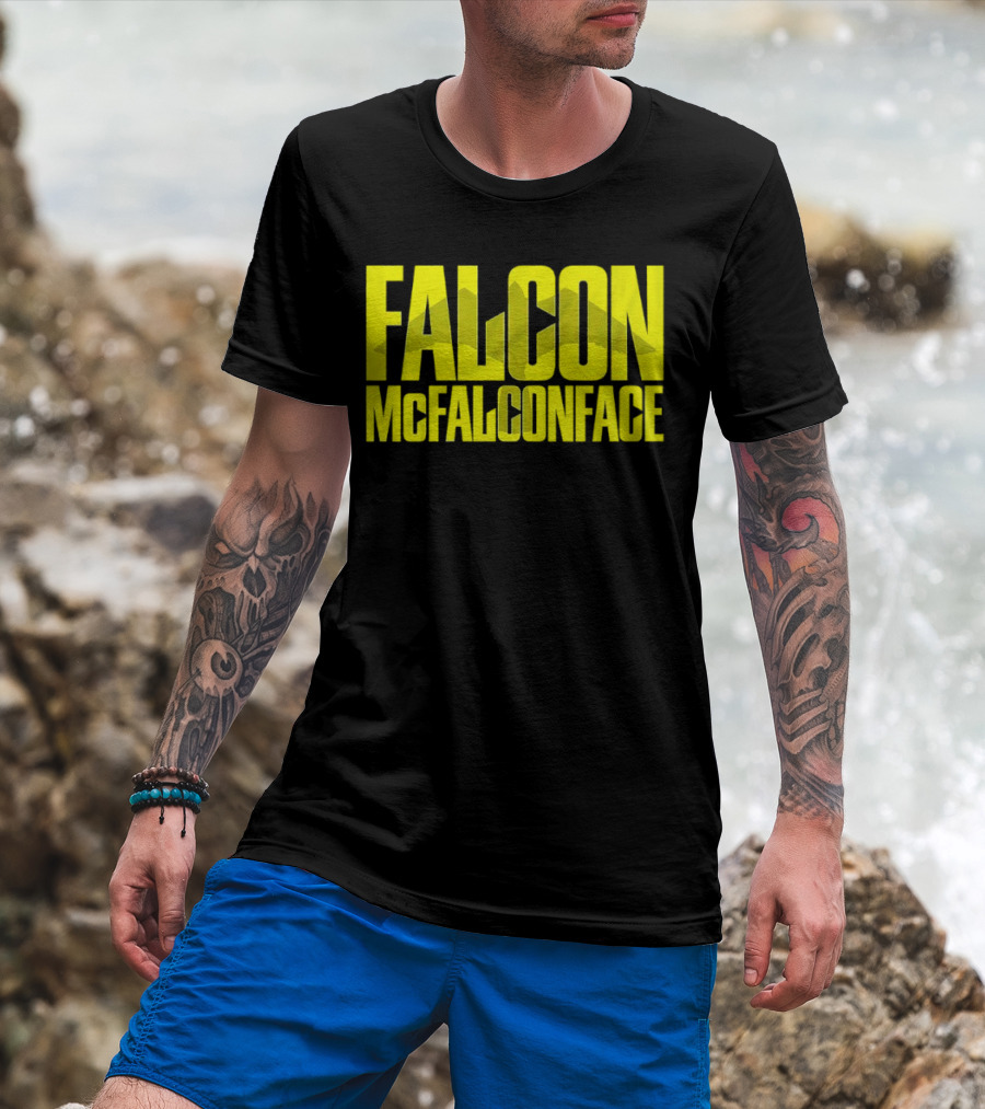 Falcon McFalconface Bold Yellow Text With Falcon T-Shirt