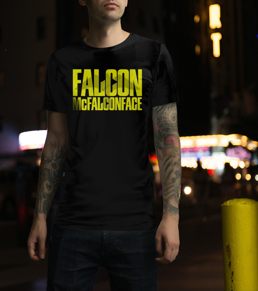 Falcon McFalconface Bold Yellow Text With Falcon T-Shirt