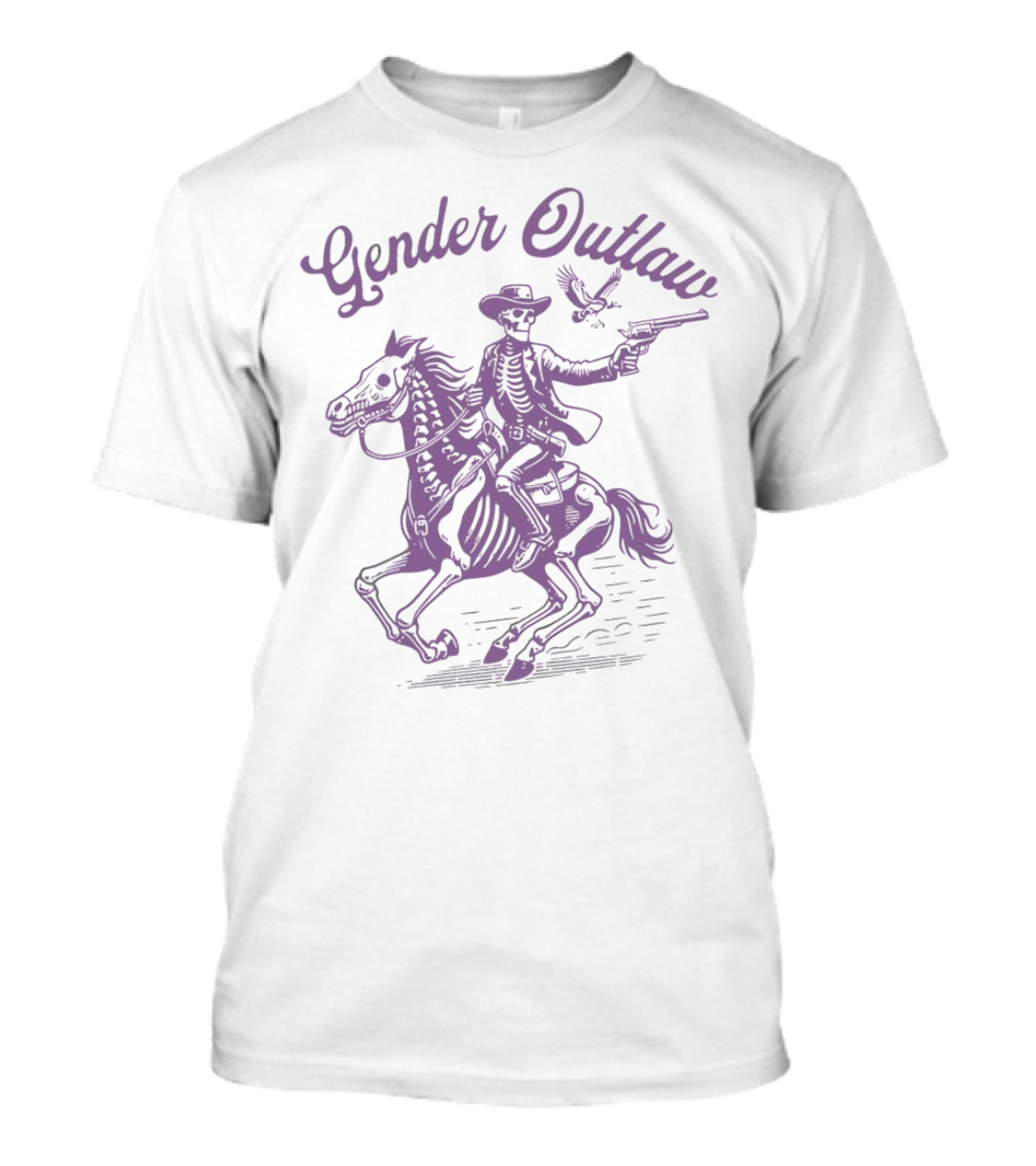 Gender Outlaw Skeleton Cowboy Rider With Pride T-Shirt