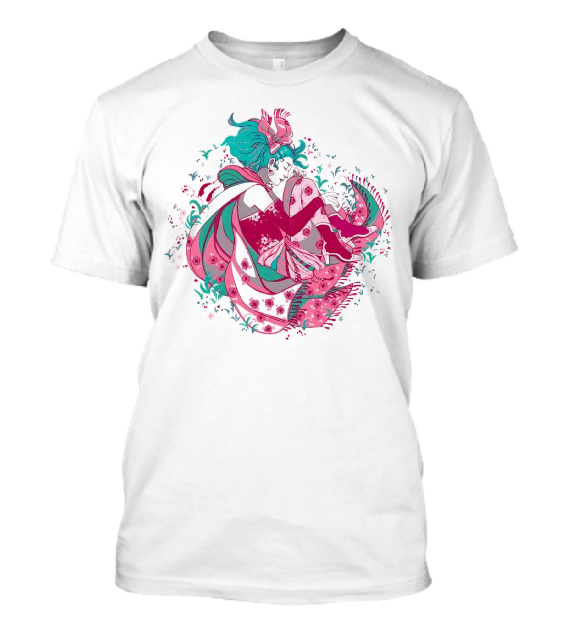 The Floating Garden Lovers In Bloom With Vibrant Floral Embrace T-Shirt