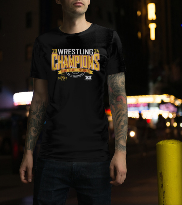 20 24 Wrestling Champions Iowa State Cyclones Big 12 Conference T-Shirt