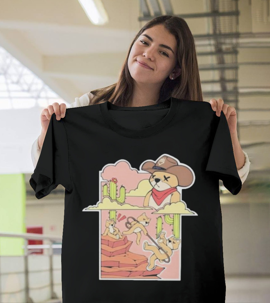 Rich And Lonely Outlaw Richie Cowboy Bear Adventure Cactus Desert T-Shirt