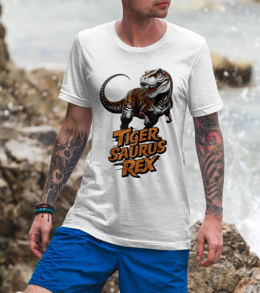 Fierce Tiger Saurus Rex Dinosaur Tiger Saurus Rex T-Shirt