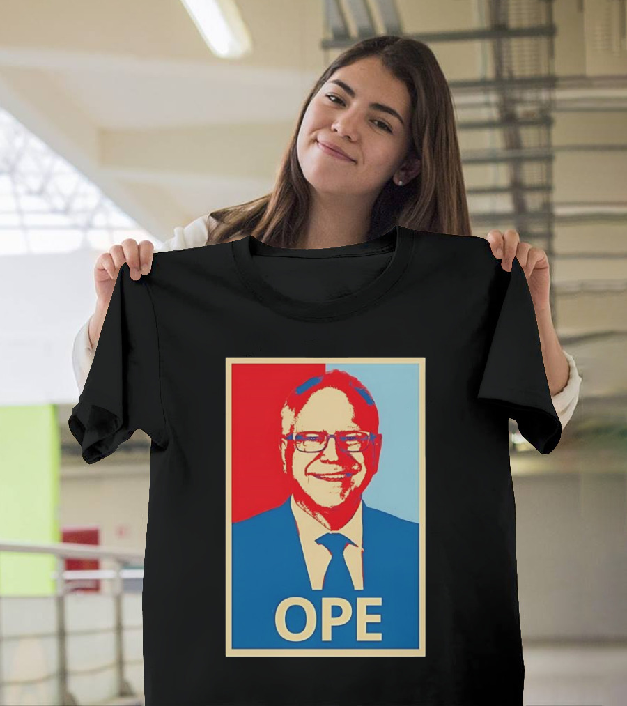 Tim Walz OPE Hope 2024 Poster Style Blue Red T-Shirt