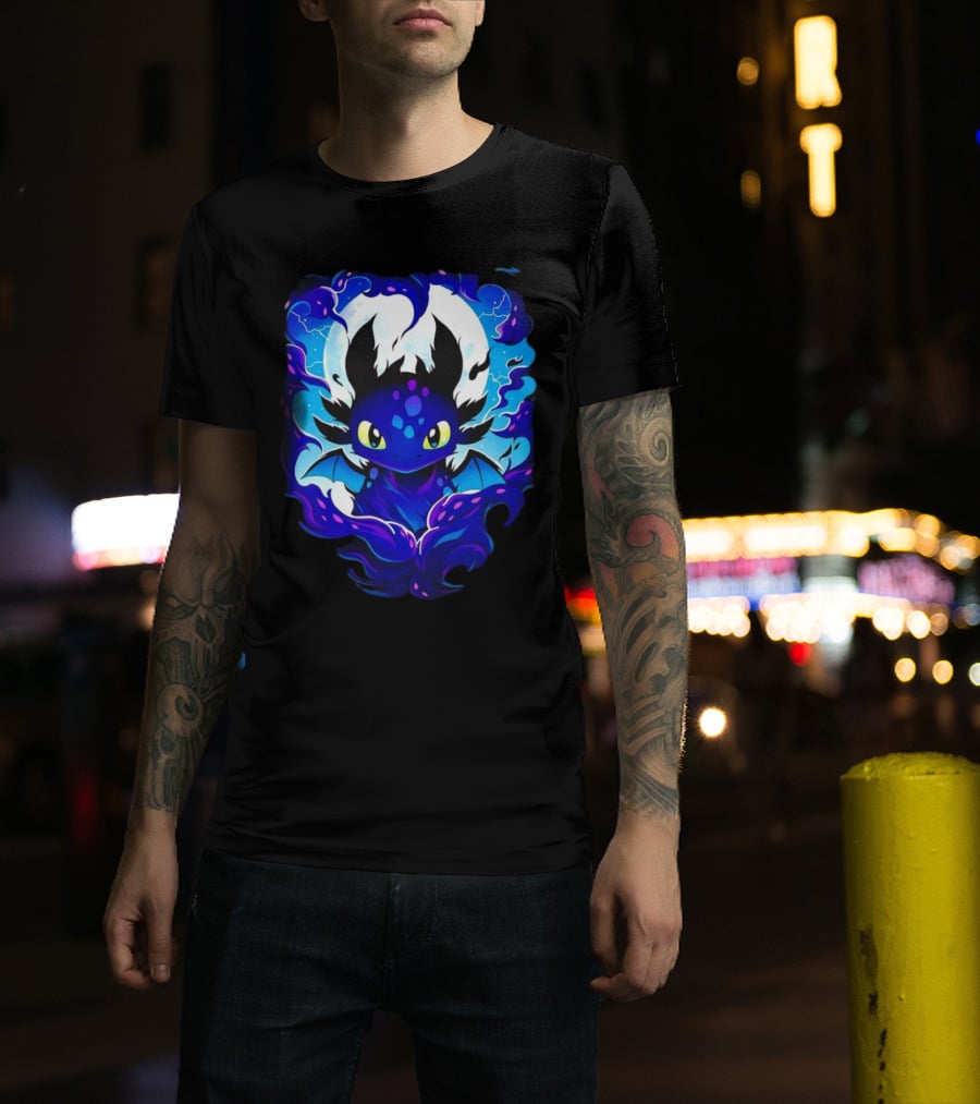 Toothless How To Train Your Dragon Darkness Cartoon Blue Flame T-Shirt