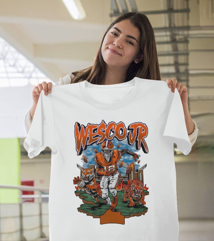 Wesco Jr. Clemson Tigers 2024 Football Action with Tigers T-Shirt