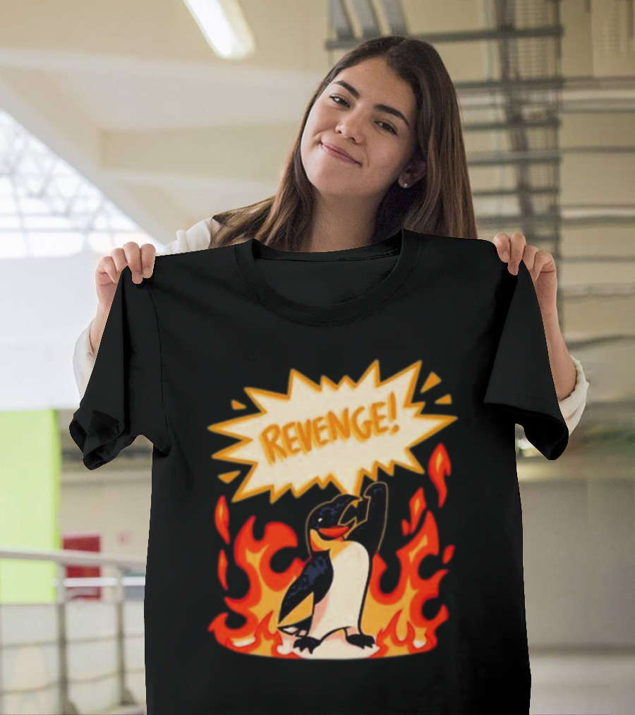 Hazbin Hotel Helluva Boss Revenge Penguin in Flames T-Shirt