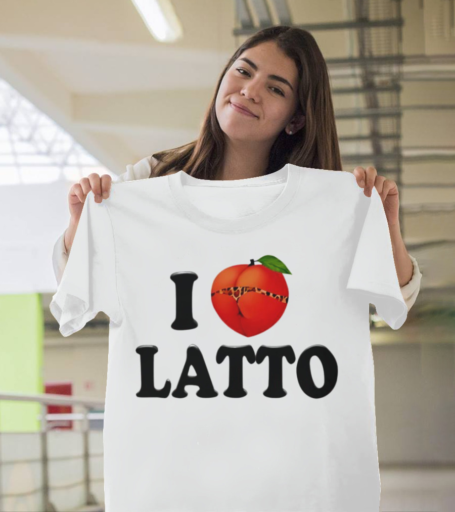 I Love Latto Peach with Leopard Print Detail T-Shirt