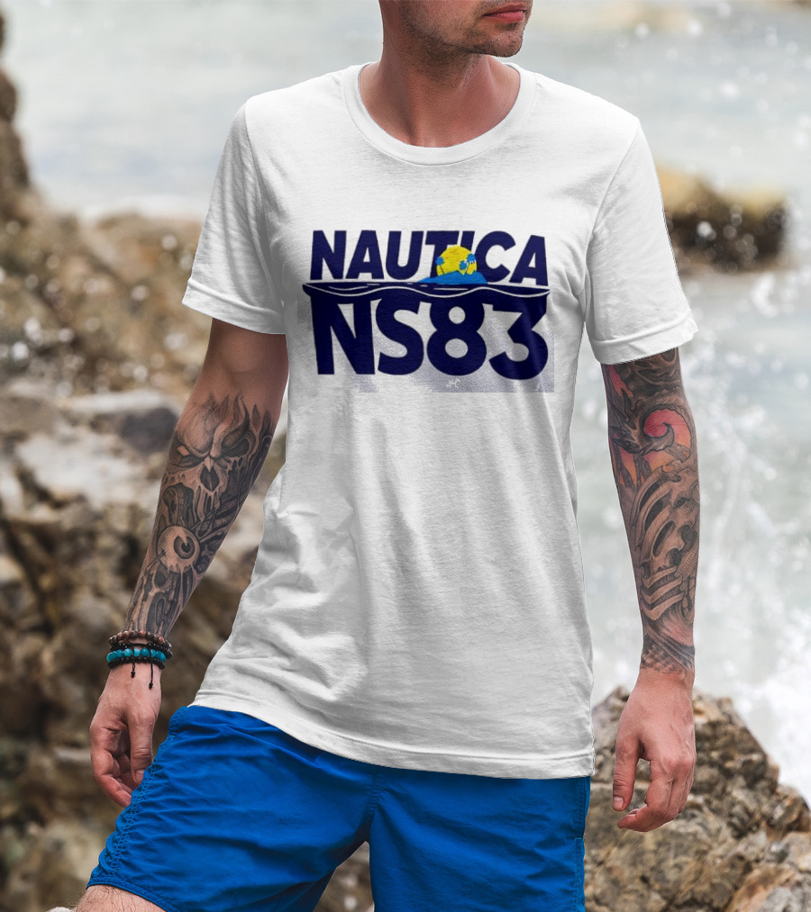 Nautica NS83 Ocean Wave And Globe T-Shirt