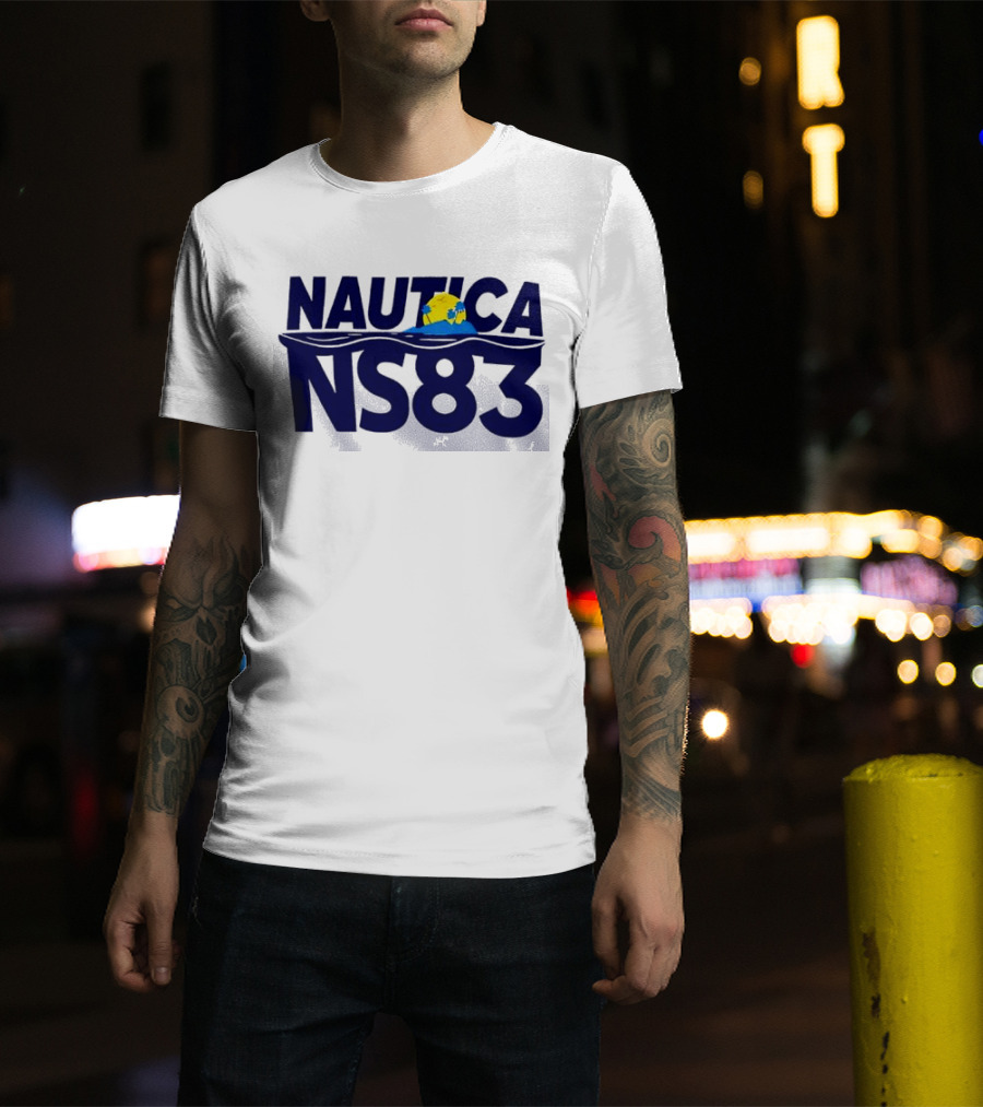 Nautica NS83 Ocean Wave And Globe T-Shirt