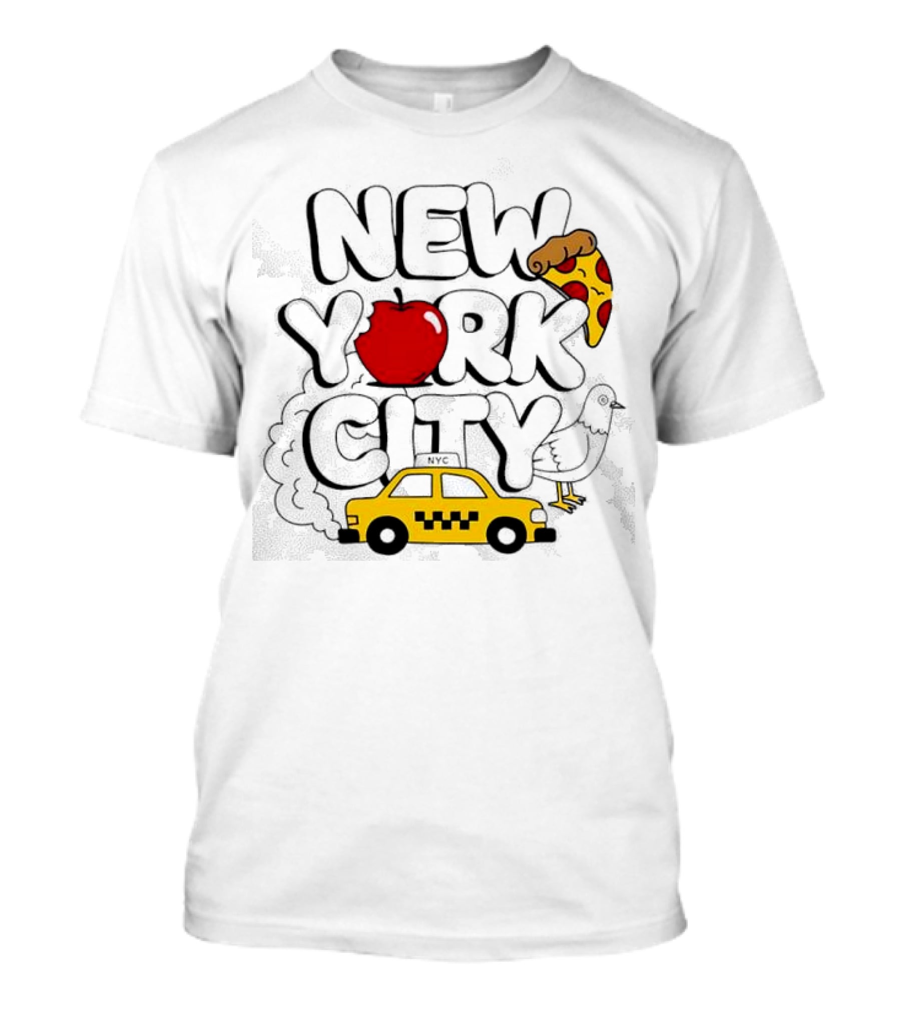 NEW YORK CITY Apple Pizza Taxi Pigeon T-Shirt