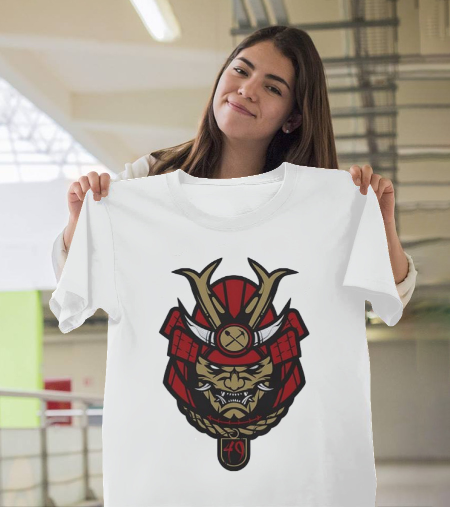 San Francisco 49ers Samurai Head With Crossed Axes And Number 49 T-Shirt