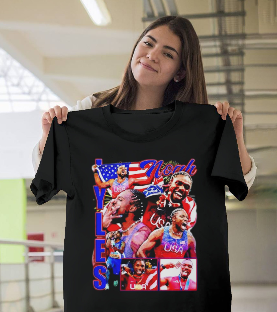 Olympic 2024 USA Noah Lyles Retro T-Shirt