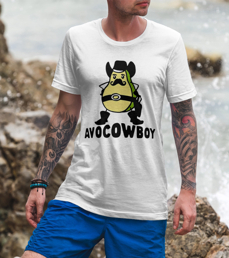 Avocowboy Avocado X Cowboy Character With Hat And Mustache T-Shirt