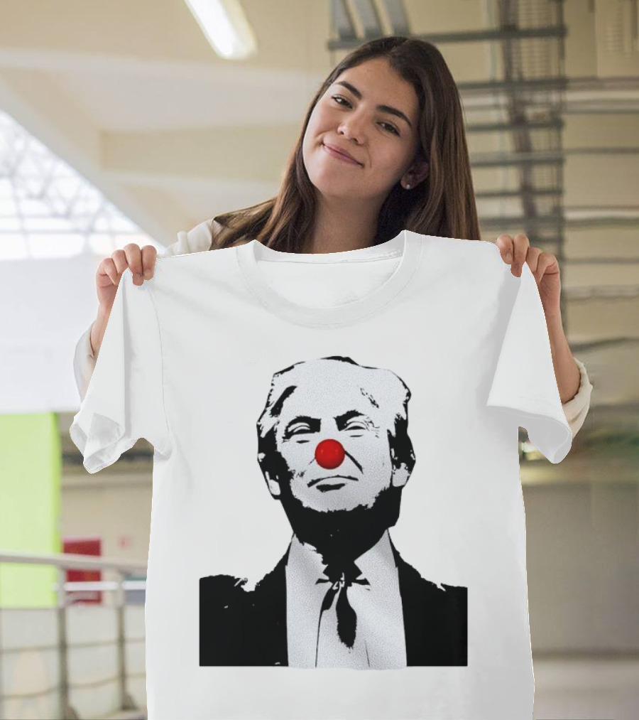 Clown Donald Trump Red Nose Black and White Image T-Shirt