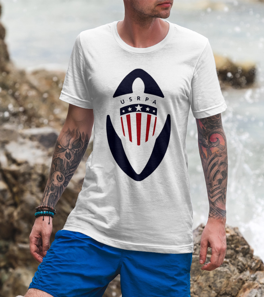 USRPA U.S. Rugby Players Association Red White And Blue Shield T-Shirt