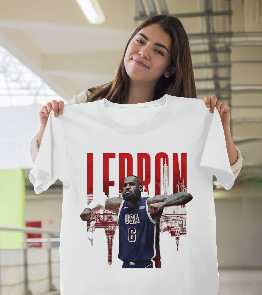 Lebron James USA Basketball 2024 Paris Olympics Iconic Pose T-Shirt