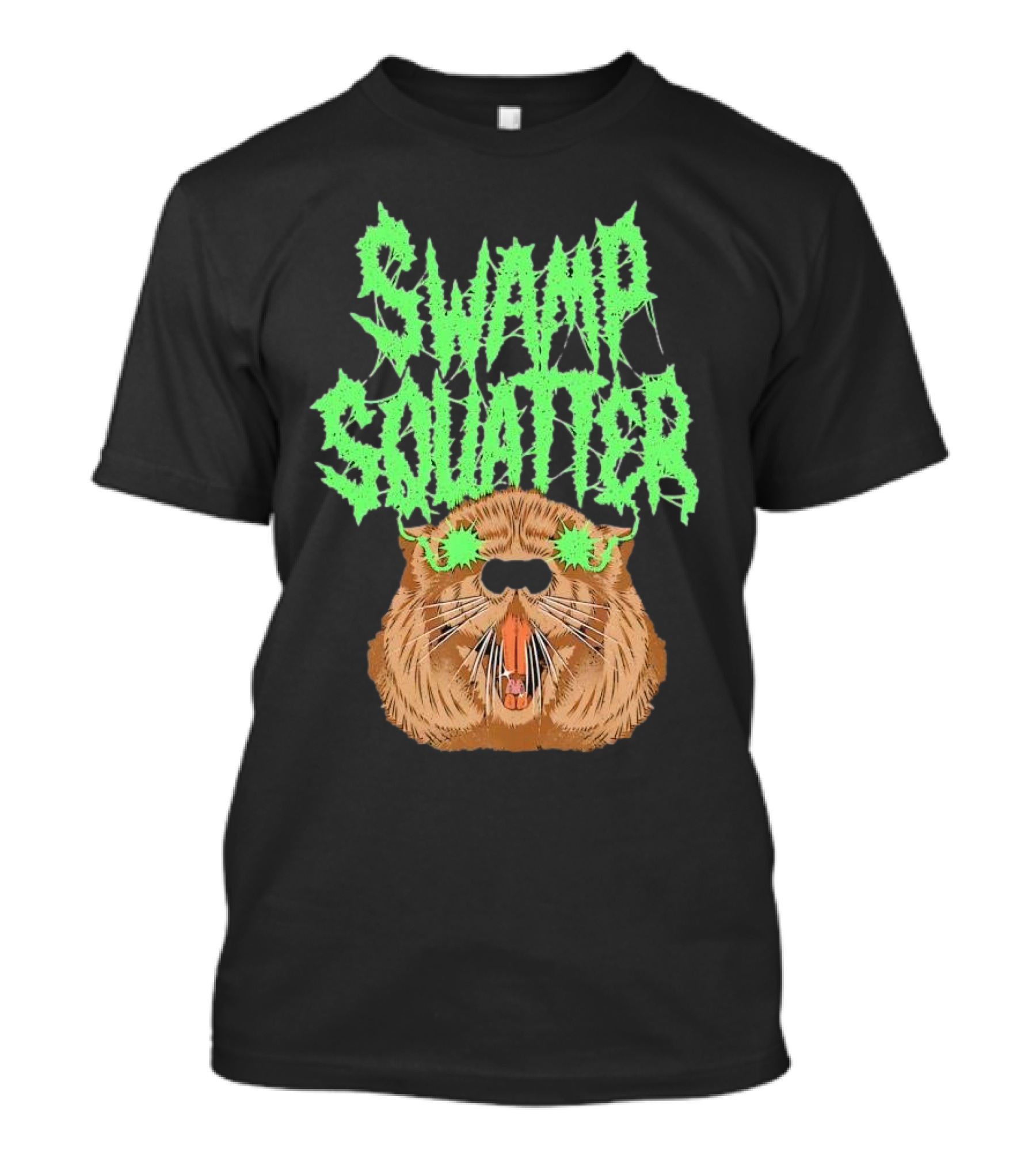 Swamp Squatter Green Monster Face T-Shirt