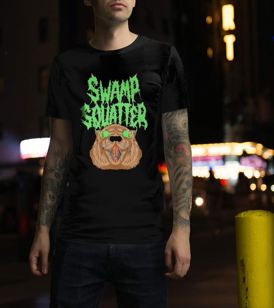 Swamp Squatter Green Monster Face T-Shirt