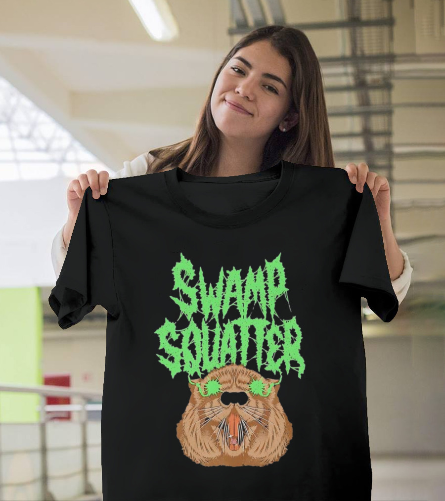 Swamp Squatter Green Monster Face T-Shirt