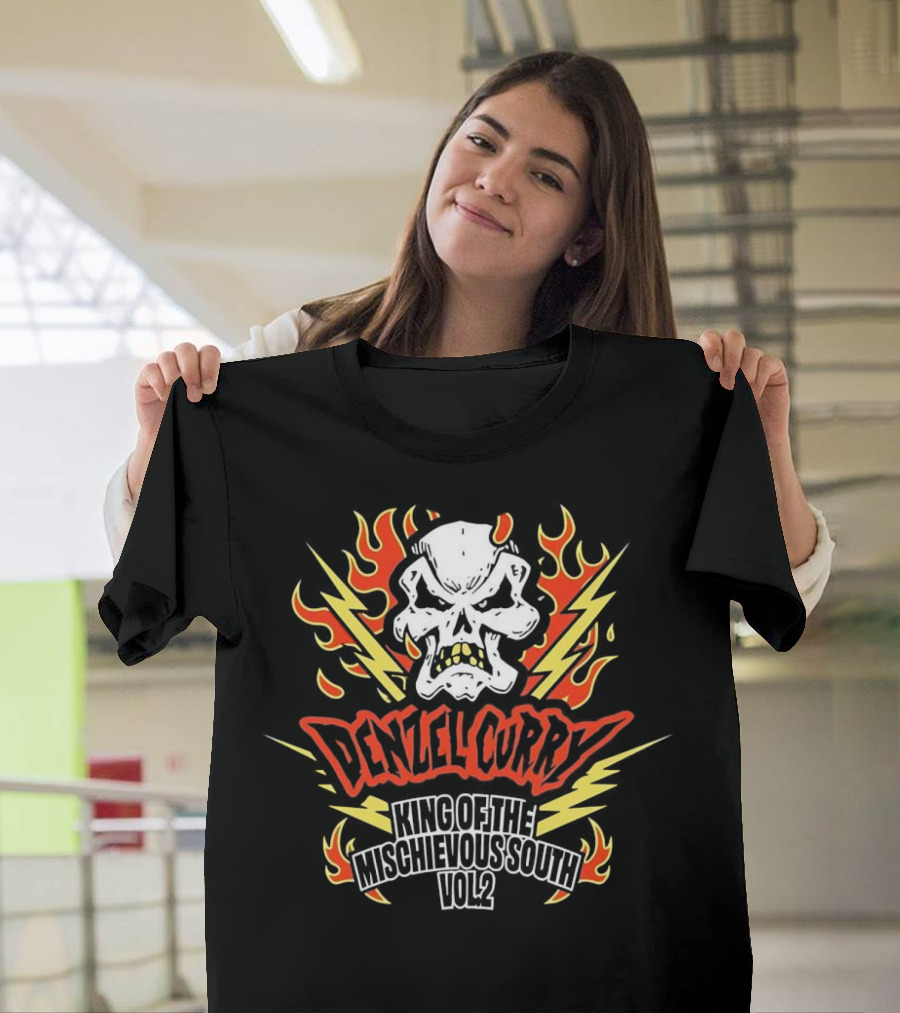Denzel Curry King of the Mischievous South Vol 2 Skull Flames Lightning T-Shirt