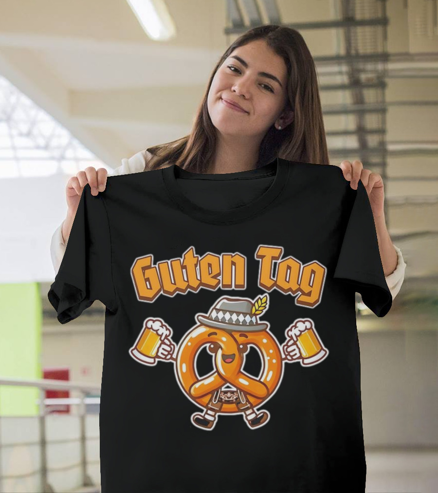 Guten Tag Pretzel With Beer Oktoberfest Cheers T-Shirt