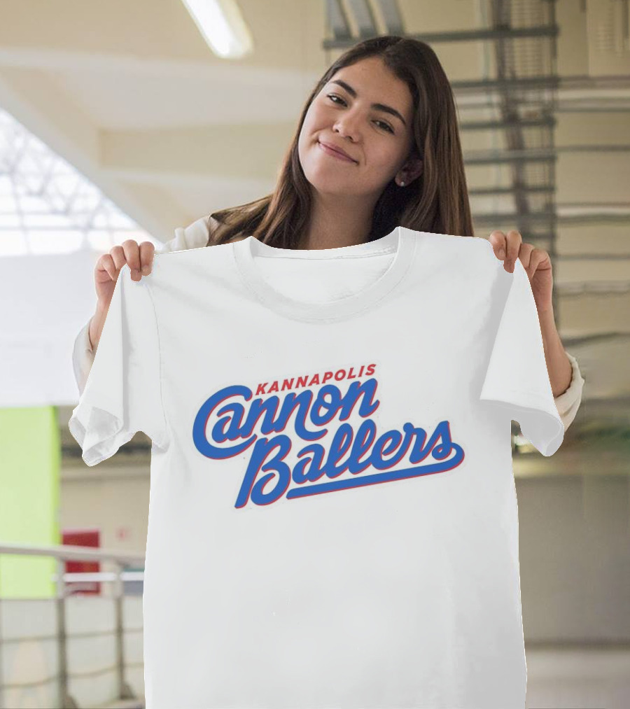 Kannapolis Cannon Ballers Red And Blue Script T-Shirt