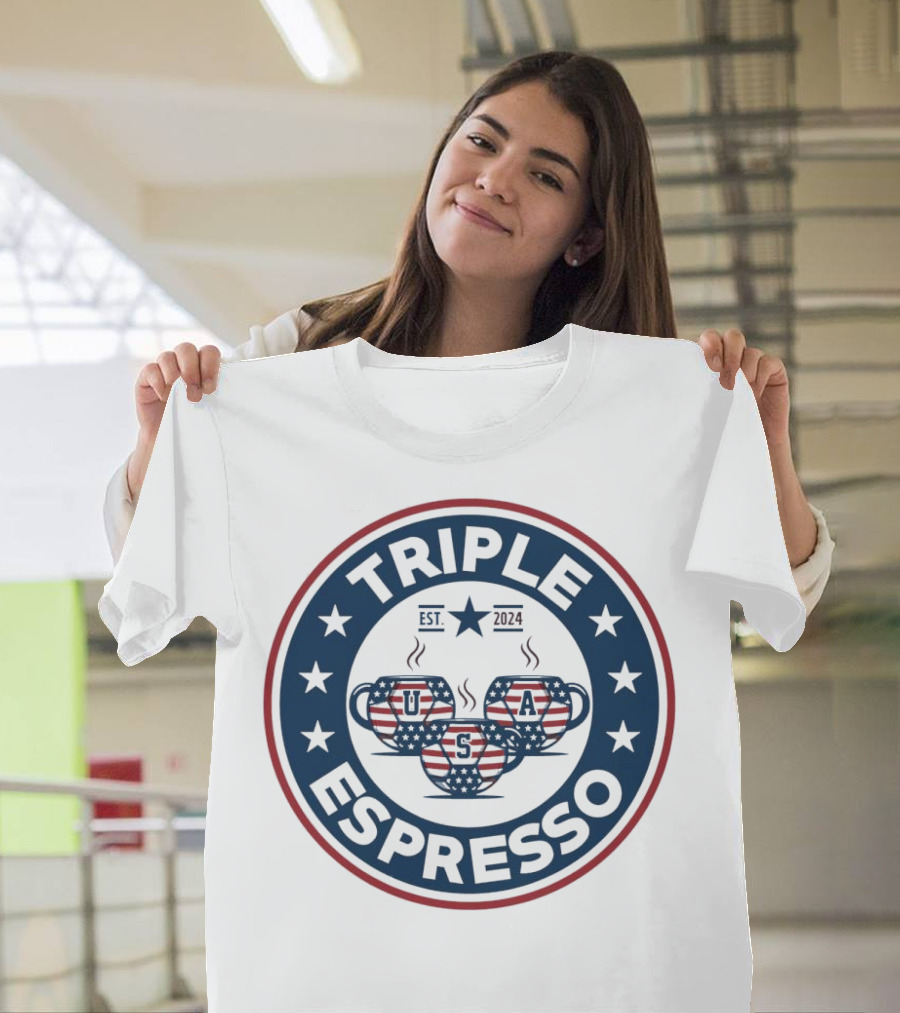 Triple Espresso USWNT American Flag Est T-Shirt