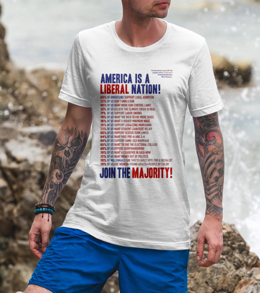 America Is A Liberal Nation 69% Of Americans Support Legal Abortion Join The Majority T-Shirt