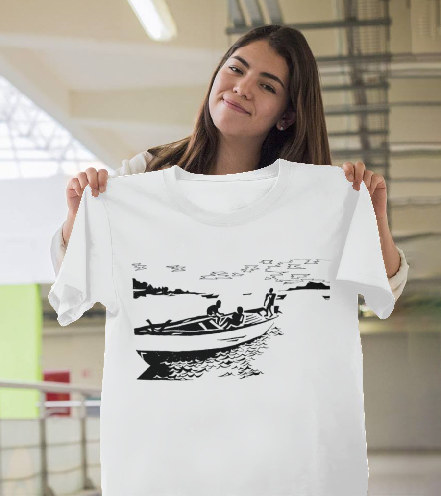 Boat On Lake Malawi Silhouette Scene T-Shirt