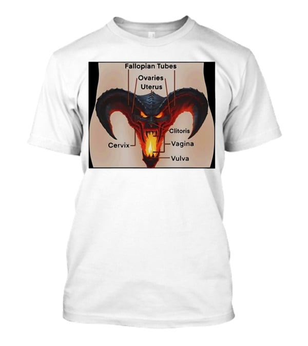 Fallopian Tubes Ovaries Uterus Cervix Clitoris Vagina Vulva Demon Anatomy T-Shirt
