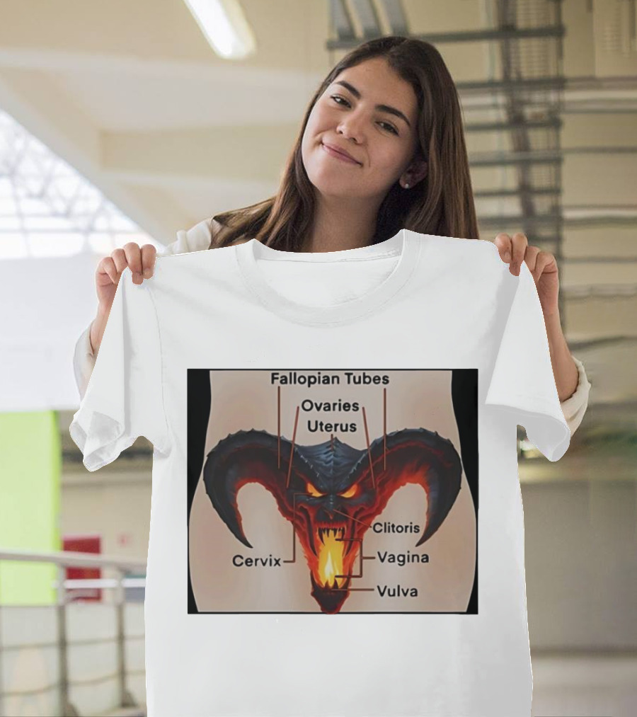 Fallopian Tubes Ovaries Uterus Cervix Clitoris Vagina Vulva Demon Anatomy T-Shirt