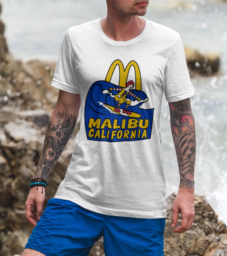 McDonald’s Clown Surfing Malibu California Waves T-Shirt