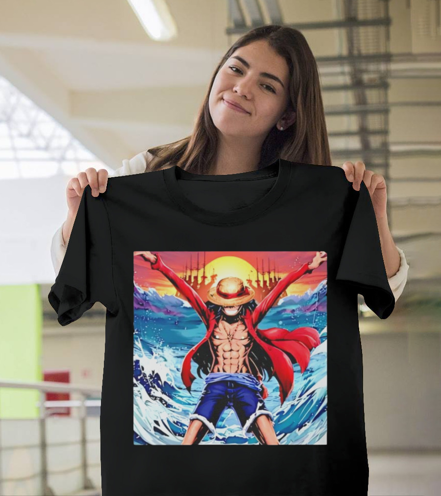 One Piece Monkey D. Luffy Four Emperor Epic Ocean Battle Scene T-Shirt
