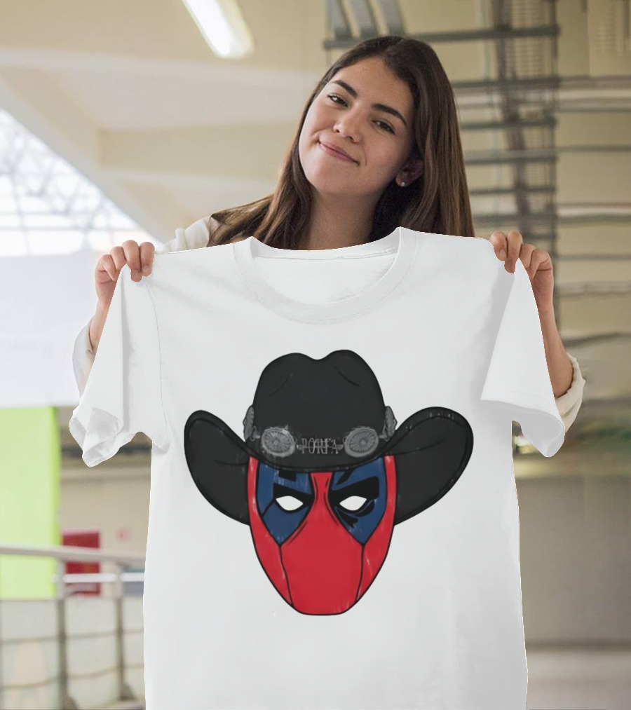 Por Favor Porfapool Deadpool Cowboy Hat Mask T-Shirt