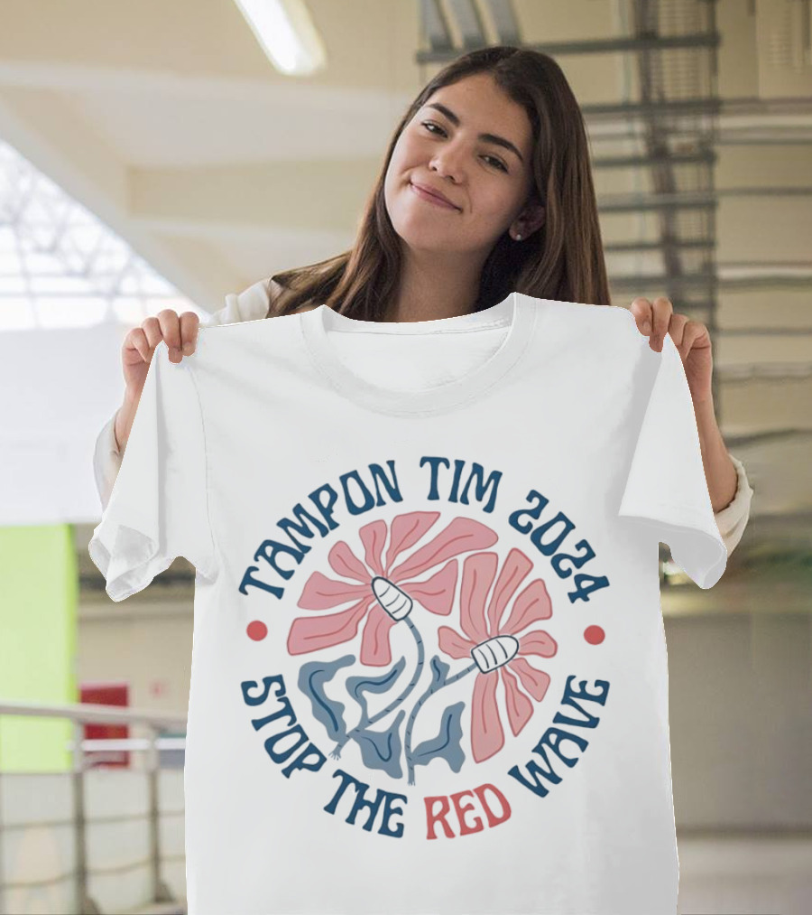 Tampon Tim 2024 Stop the Red Wave Floral T-Shirt