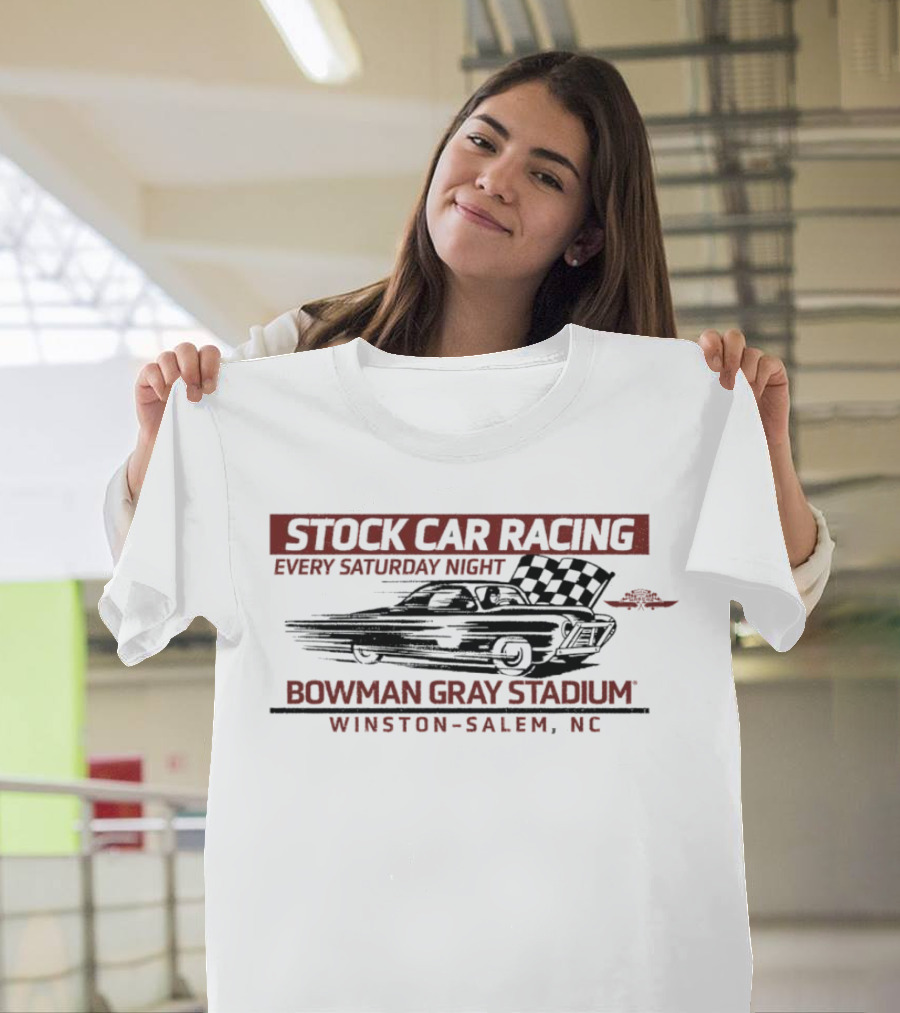 Stock Car Racing Every Saturday Night Bowman Gray Stadium Winston-Salem NC Vintage Checkered Flag T-Shirt