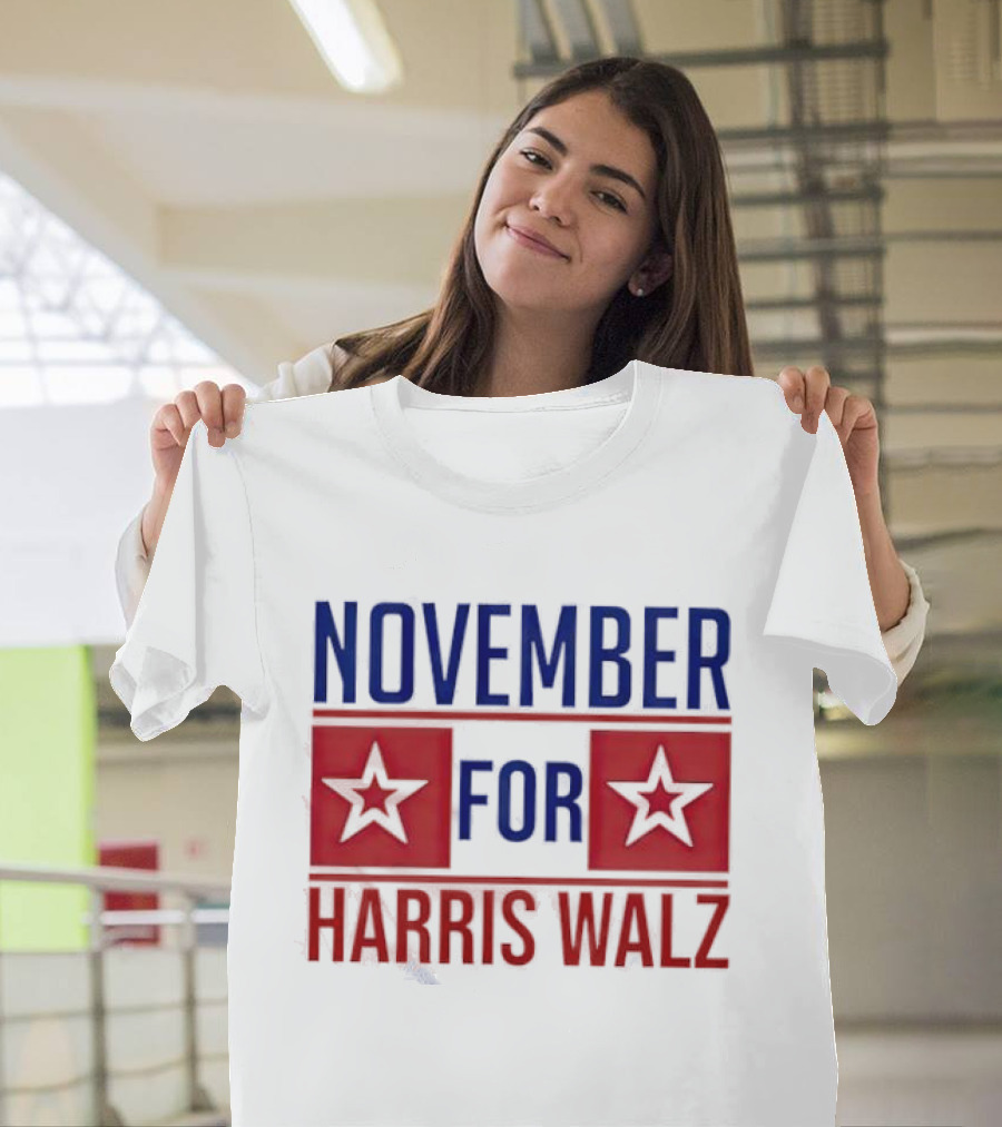 November for Harris Walz Stars T-Shirt