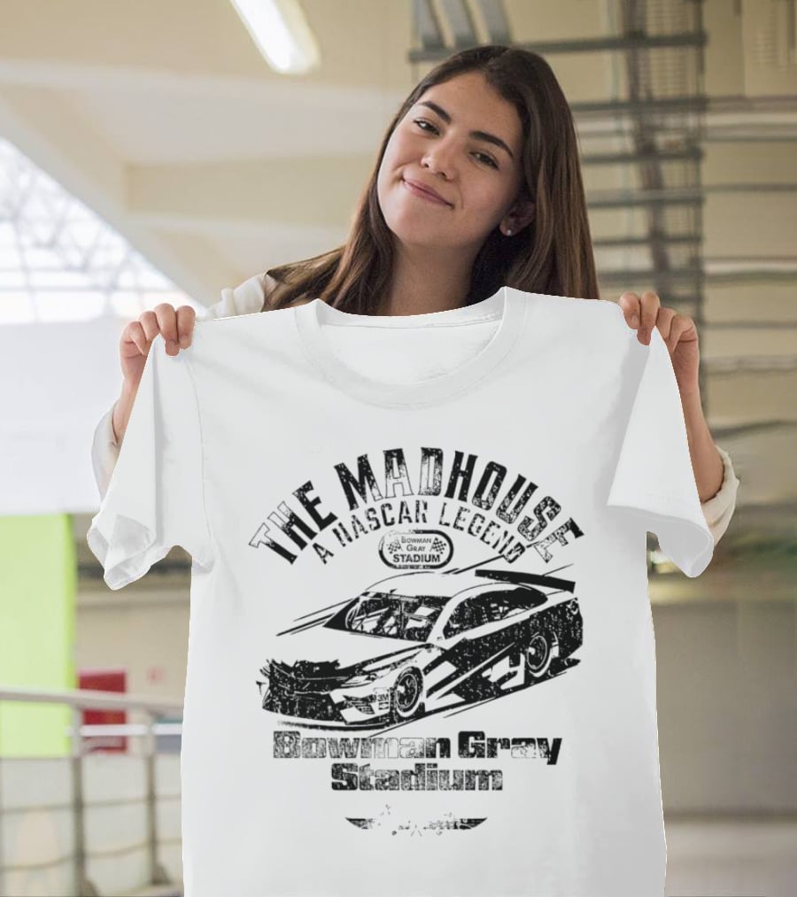 The Madhouse A NASCAR Legend Car Graphic Bowman Gray Stadium T-Shirt