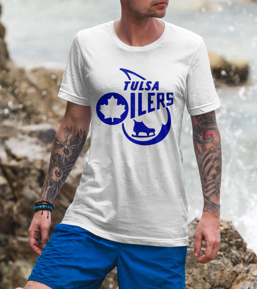 Tulsa Oilers 1982 Maple Leaf Ice Skate T-Shirt