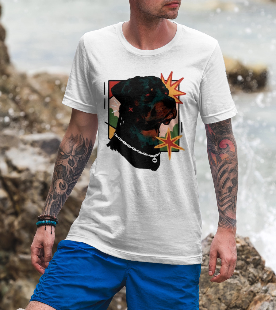 Rottweiler Pop Art Style With Starburst Elements T-Shirt
