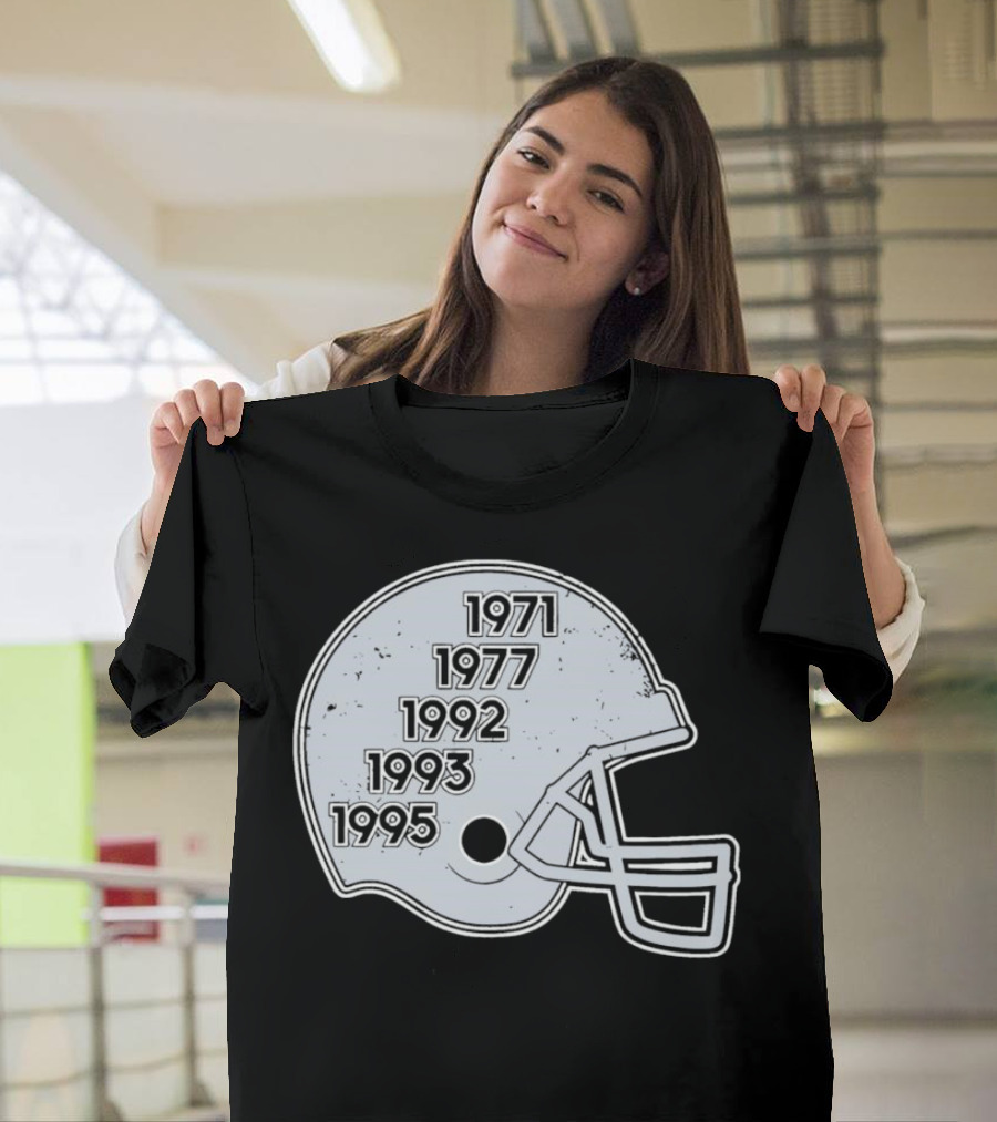 Dallas Cowboys Glory Years 5 Times Helmet 1971 1977 1992 1993 1995 T-Shirt