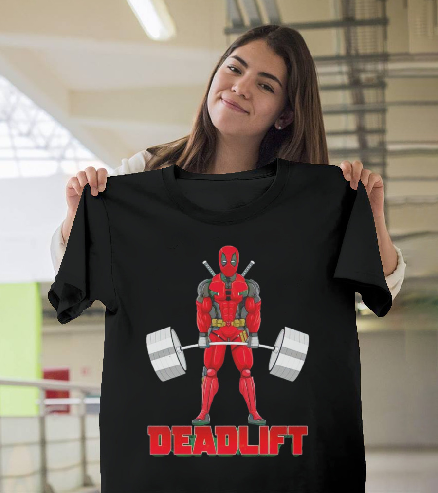 Deadpool Deadlift Gym Fitness Comic Character Strength Training T-Shirt