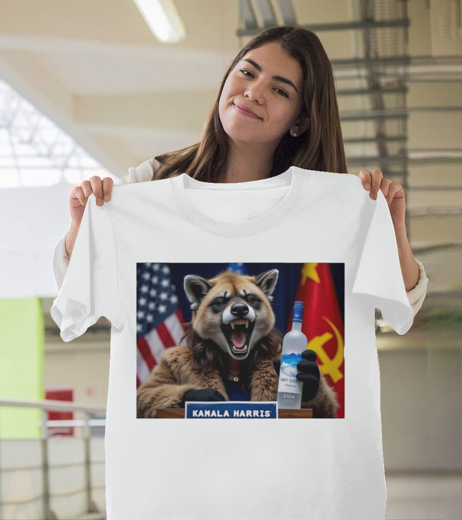 Kamala Harris Fox with Grey Goose Vodka 2024 Russia Flag American Flag T-Shirt