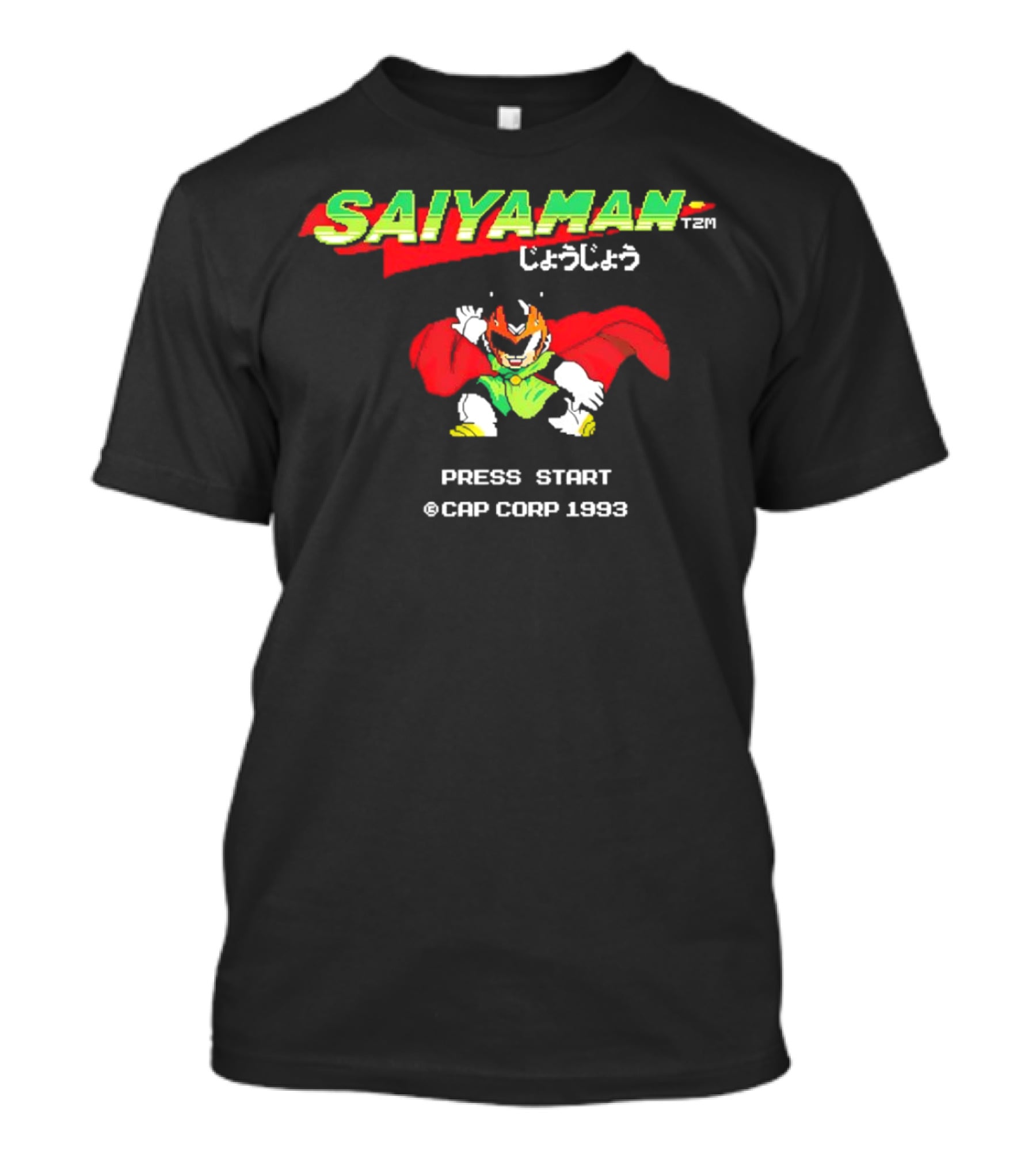 SAIYAMAN Press Start ©CAP CORP 1993 Vintage Game Gohan Rocks T-Shirt