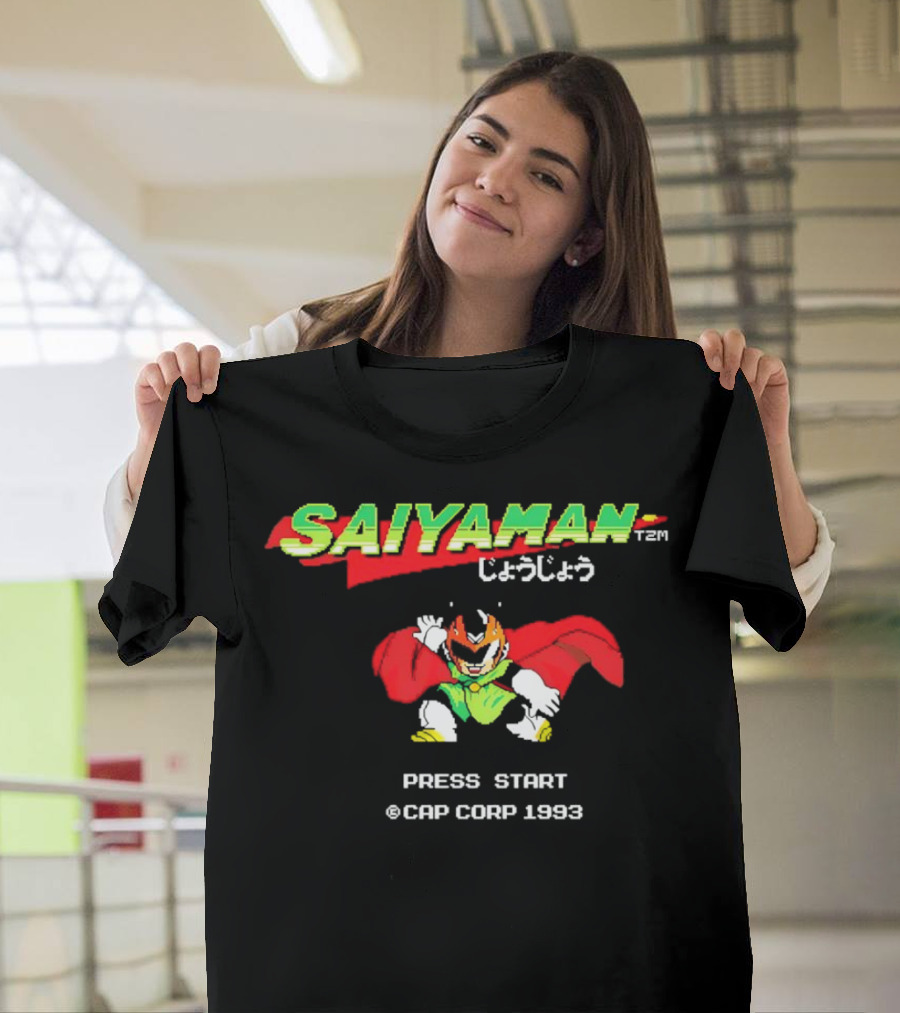 SAIYAMAN Press Start ©CAP CORP 1993 Vintage Game Gohan Rocks T-Shirt