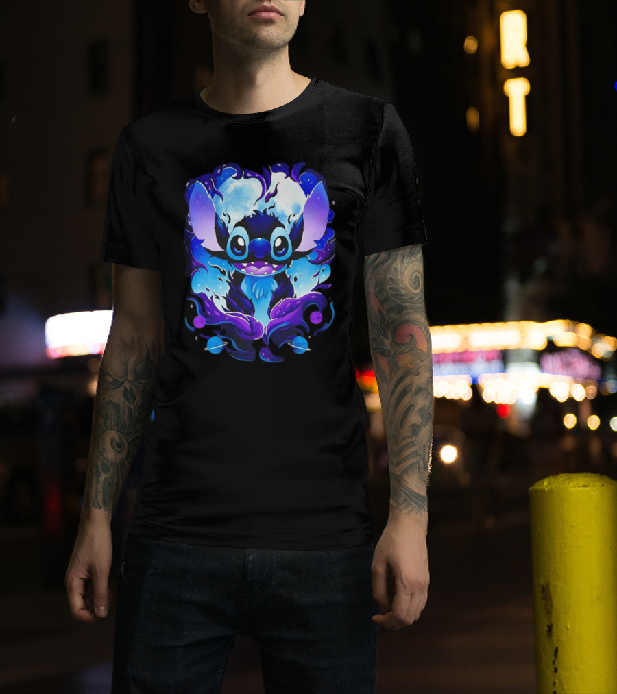 Stitch Experiment 626 Cosmic Darkness Cartoon T-Shirt